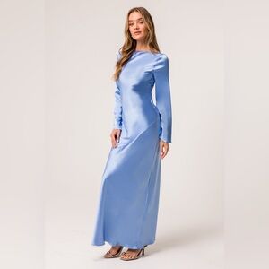 Line & Dot Sky Blue Long Sleeve Dress